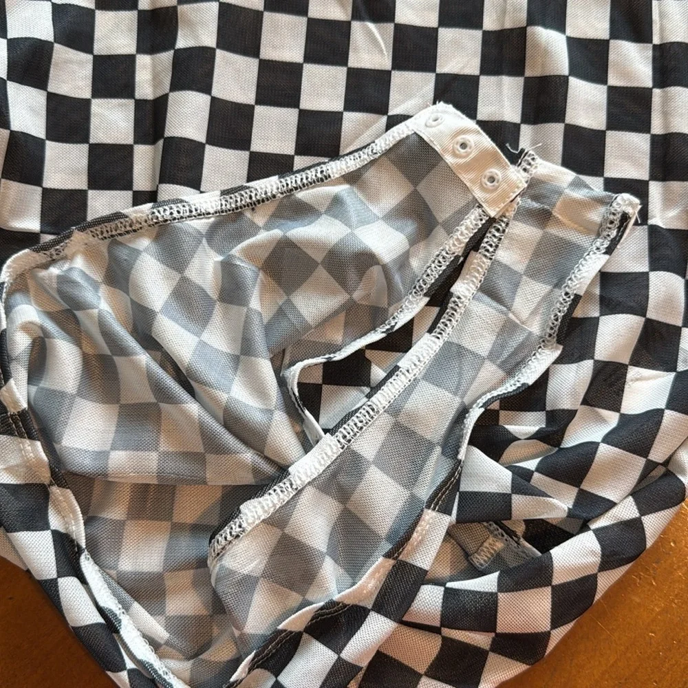 Timeless And Elegant Checkered Black and White One Piece Size M